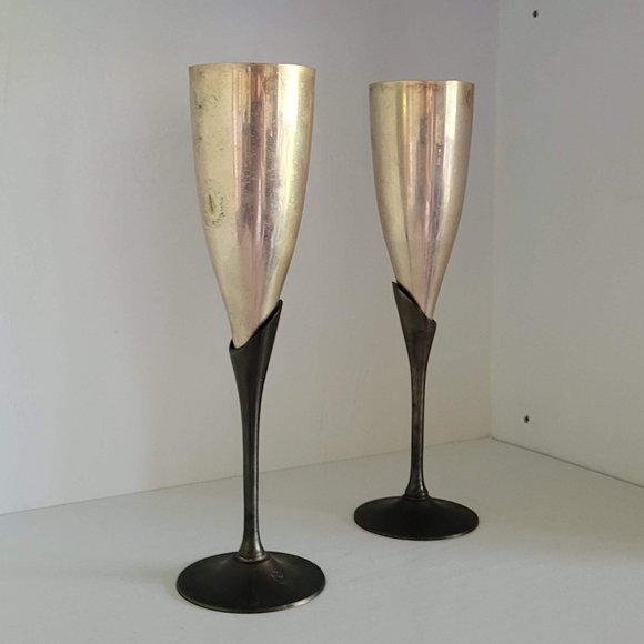Vintage Other - Vintage two-toned silver tulip toasting goblets